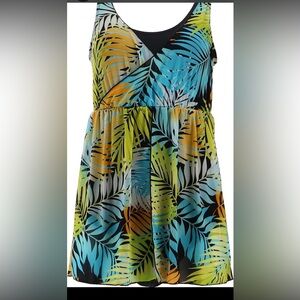 Vibrant Leaf Pattern Dress